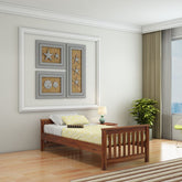 Feelinn Solid Sheesham Wood Single Bed Without Storage (Natural Finish)
